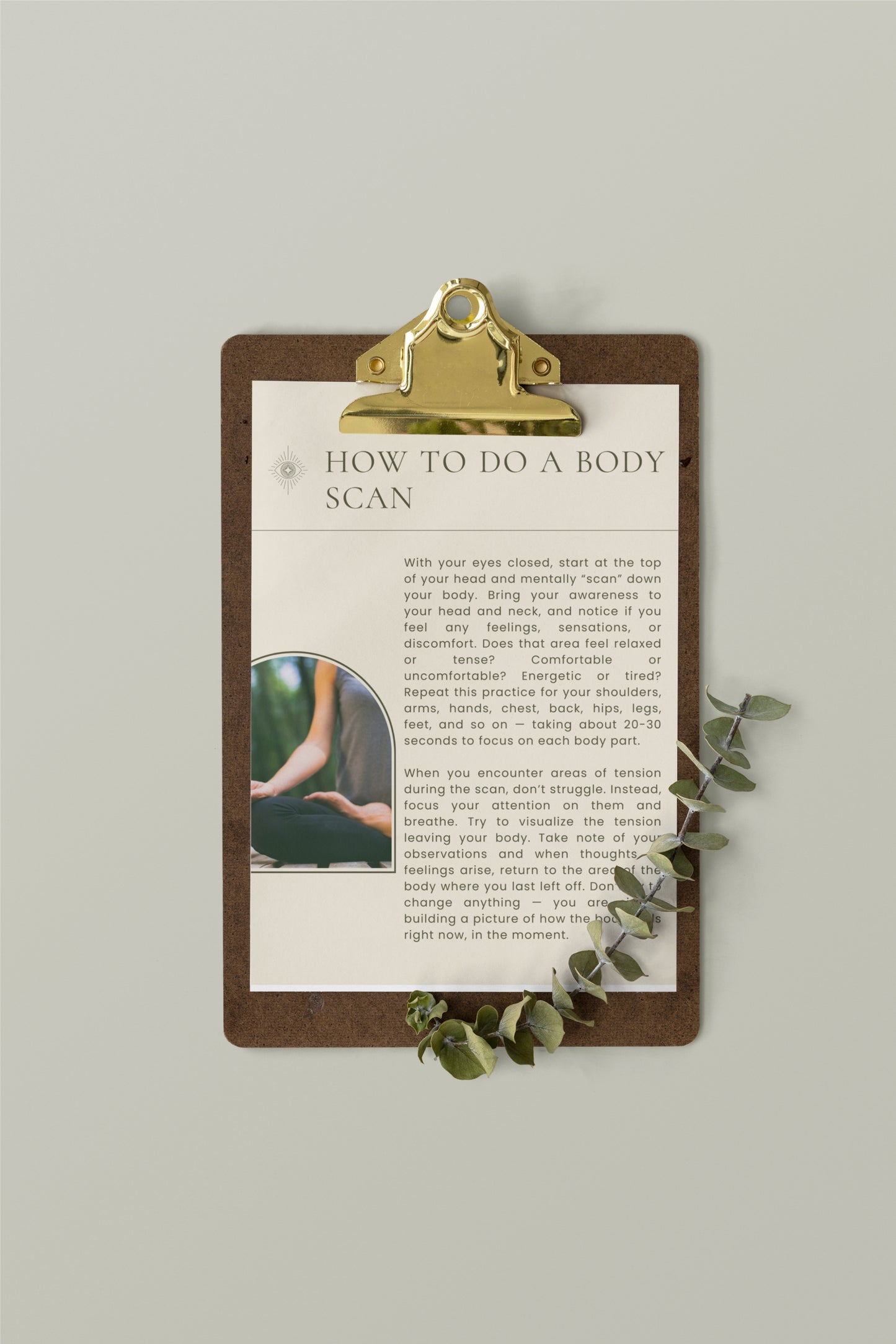Body Scan Meditation | Printable Mindfulness Poster & Therapy Handout