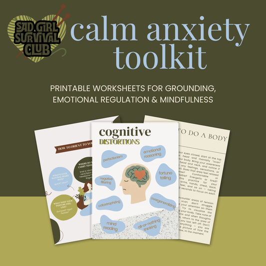 CALM Anxiety Toolkit | Cozy Printable Therapy Worksheets for Stress, Grounding & Emotional Regulation