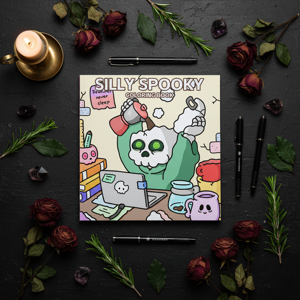 Coloring Book Front Cover Flat Lay