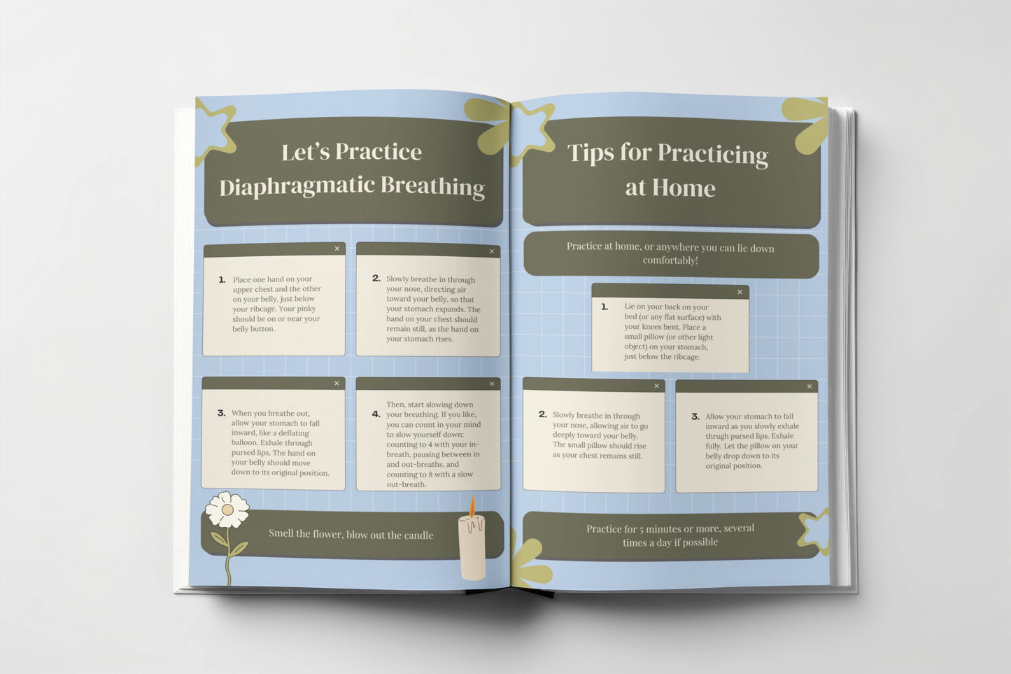 Diaphragmatic Breathing Exercise | Printable Guide, Therapy Handout & Mindfulness Poster