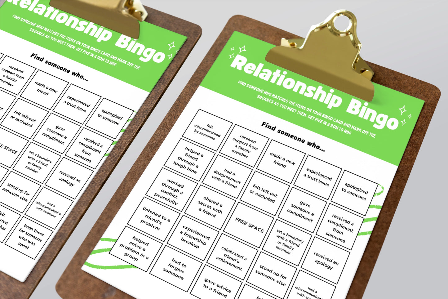 Relationship Bingo Worksheets | Group Therapy Activity & Teen Counseling Game